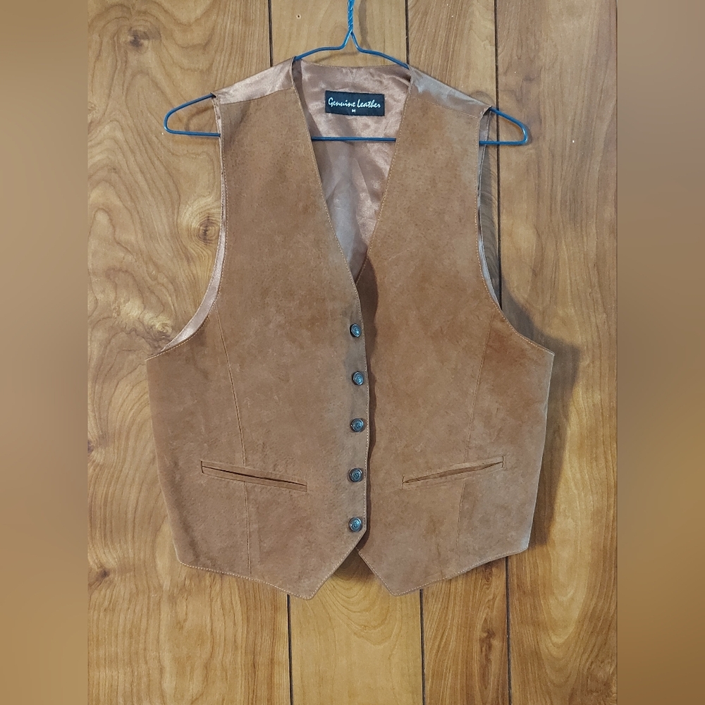 Men's Suede Leather Brown Formal Vest